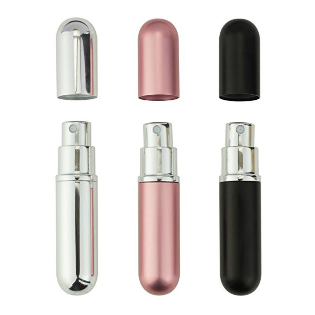 Zingso Pack of 3 6 ml Perfume Atomiser Refillable Bottles Travel Mini  Portable Empty Spray Bottle with Funnel and Pipette (Black + Silver + Dark  Blue) (6 ml (Pink + Silver + Purple)) : Amazon.in: Beauty